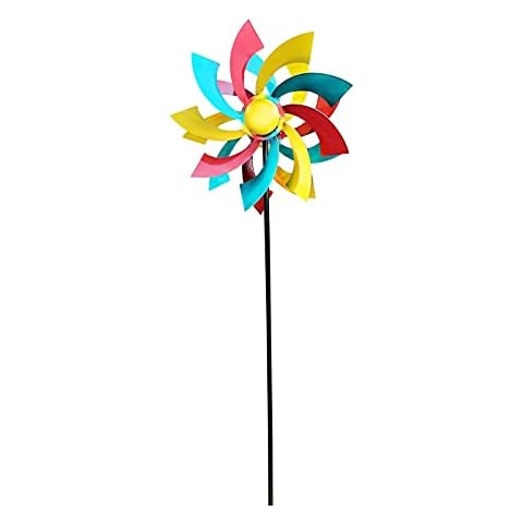 Tebinzi Metal Windmill,Patio Garden Metal Windmill,Solar Wind Spinner With Metal Garden Stake,Outdoor Wind Catcher Yard Patio Christmas Holiday Decoration Cover