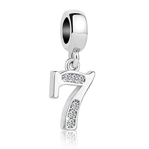 Uniqueen Abalorio de número de la suerte 1 0-9 para pulsera (7)