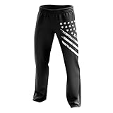 Tactical Pro Supply American Flag Sweatpants - Joggers for Men Women Fitness Workout - White Crest Black (Small)