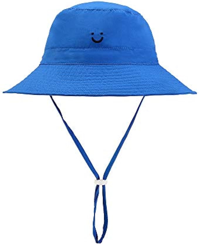 Baby Sun Hat Smile Face UPF 50+ Sun Protection Toddler Summer Cap Adjustable Beach Swim Bucket for Baby Boy Girl Kid