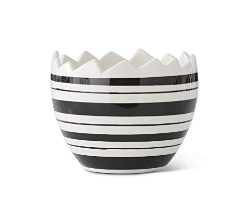 K&K Interiors 20342A-1 4 Inch Black and White Striped Ceramic Egg Candy Dish