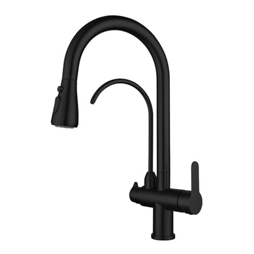 LMRJHAZM Toque de Cocina de 3 vías con Toque de Cocina con Spray Toque 360 ° Rotación de Acero Inoxidable-Negro