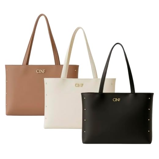 Bolsa Feminina Sacola Grande Kit Com 3 Peças Universitária De Ombro (Preta-Marfim-Amêndoa)