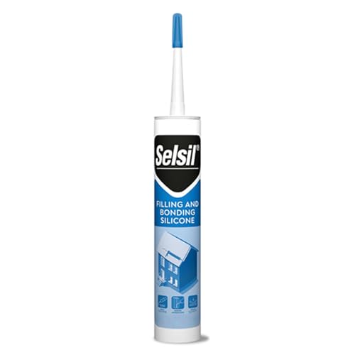 Selsil White Silicone Sealant - Filling and Bonding Silicone Caulk, Waterproof Silicone Sealant for Industrial Use, Strong Adhesive, Great Elasticity, Solvent-Free, 10.5 Fl Oz. (310 ml) Cartridge, 1pc