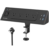 Desk Clamp Power Strip with USB C, Desk Charging Station with 4 Outlets 4 USB Ports, Desktop Moun...