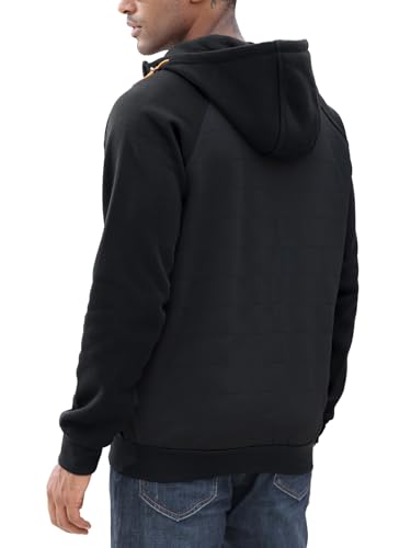 CTU Mens Zipped Hoodies Fleece Hooded Sweatshirt Pullover Hoody Jackets Jumper Tops Casual Zip Up Cardigan Black M - Image 4