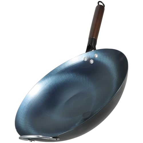 Wok de hierro con mango de madera 32cm miniatura 1