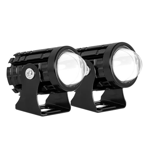 Faro De Motocicleta Foco LED Motocicleta Faro Delantero Antiniebla Lente LED Colores Cruce/alta Auxiliar Conducción(2piece White)