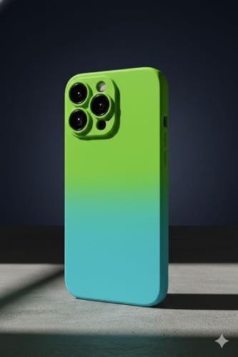Image of amazon basics Gradient Mag-Safe Case for iPhone 16 Pro Max | Soft Silicone Shockproof Cover with Camera Protection | Slim Lightweight Design | Smooth Touch & Durable - Green & Blue
