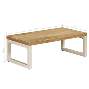 Coffee tablesofa side tablerectangle tablesnack tabledining tableassembly is quite easyuse in officeresting roomliving roomrestaurants 394x197x138 solid mango wood and steel  urban country home decor