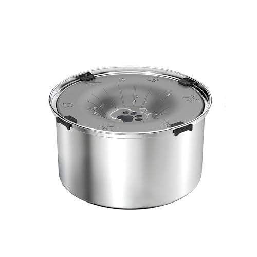 SCHITEC No Spill Dog Water Bowl for Large Dogs, 5.6L / 1.5 Gallon Stainless Steel Splash-Proof Slow Drinking Pet Dish with Floating Disk & Non-Slip Base, Mess-Free Design for Home or Travel-Gray