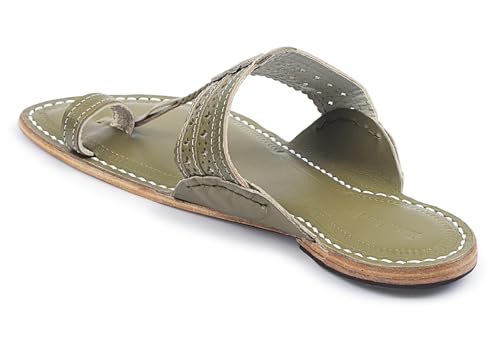 Image of KORAKARI Mens Kolhapuri Chappal, Handcrafted Sandal, Smooth and Comfortable Flip Flops Slipper Anti Slip Design Genuine Leather Traditional Footwear.