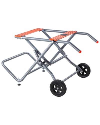 Heavy-Duty Portable Table Saw Stand - 350 lbs Capacity Foldable and Rolling Design with 8-Inch Rubber Wheels Easy Storage Solution for Woodworking Projects