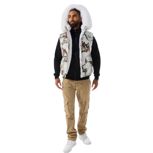 Men Yukon Fur Lined Vest (Snow Camo)