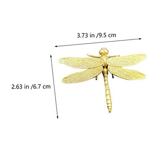 Vorcool Brass Dragonfly Figurine With Detachable Wing Good Luck Charm Feng Shui Statue Housewarming Gift (Golden) #TOP1