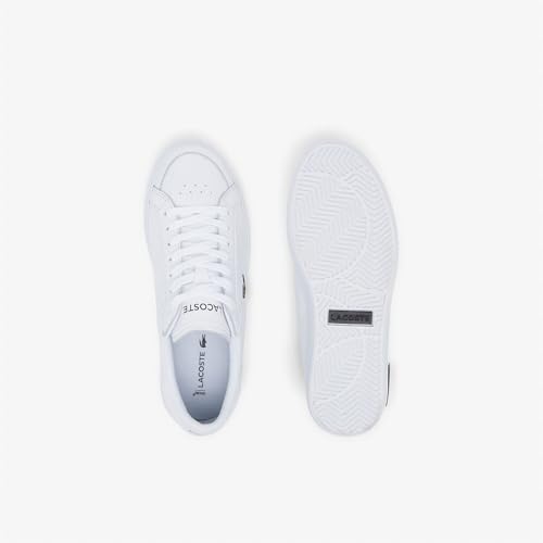 Lacoste Women's Powercourt Leather Considered Detailing Trainers, White & Black 147, 54