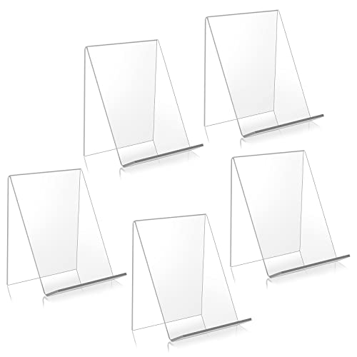 hicoosee 5-Piece Clear Acrylic Book Stand - Transparent Display Stand for Books, Notebooks, Picture Albums, Menu, Magazine
