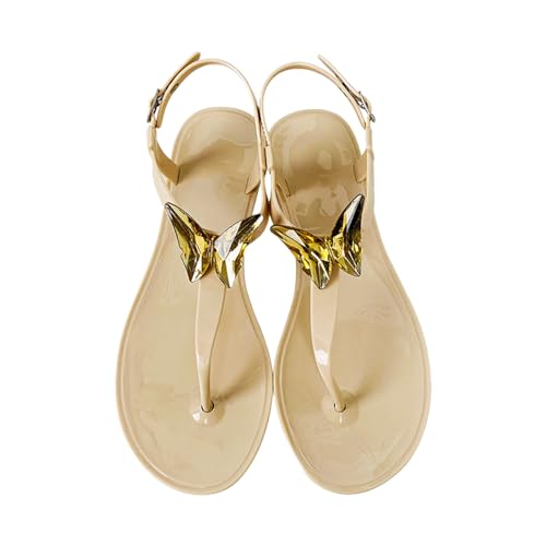 Dasongff Chanclas de playa y chanclas de piscina para mujer, verano, cómodas, antideslizantes, sandalias ortopédicas, puntera abierta, planas, boheme, playa, sandalias casuales, A beige., 39 EU