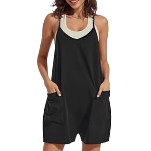 Women’s Casual Rompers Summer Sleeveless Jumpsuits Loose Spaghetti Strap Shorts Overalls Trendy Outfits With Pockets