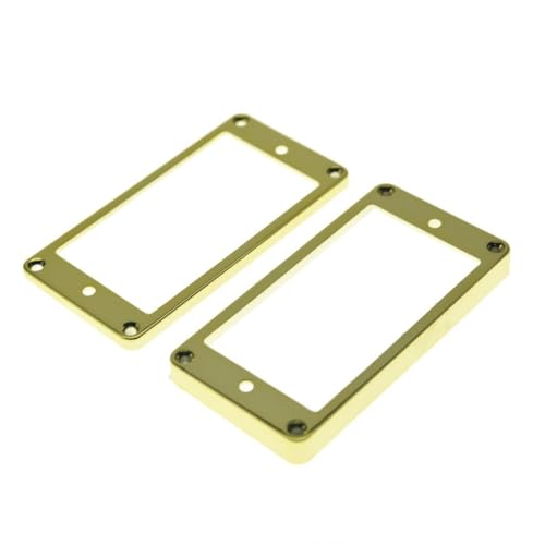 Image of Dopro Set of 2 Plastic Humbucker Pickup Ring Pickup Mounting Frame Flat Bottom 3 * 5 for Neck and 7 * 9 for Bridge Pickup Gold