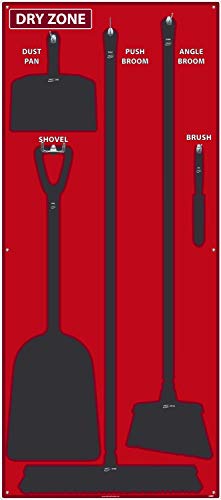 NMC SB128FG 5S Dry Zone Janitorial Shadow Board, 68"x30", Pro Series Acrylic Sign (Tools Sold Separately)