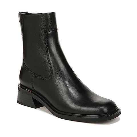 Franco Sarto Womens Gracelyn Low Block Heel Ankle Boot Black Leather 8 M Cover