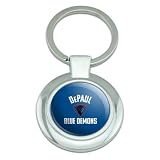 DePaul Blue Demon Keychain Classy Round Chrome Plated Metal