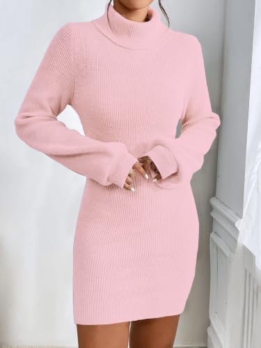 Image of Turtleneck Sweater Dress for Women Knit Mini Bodycon XS-XXL