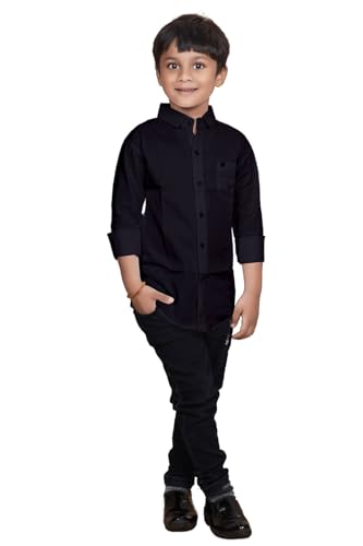 Image of Boys Solid Casual Shirt in Cotton Fabric