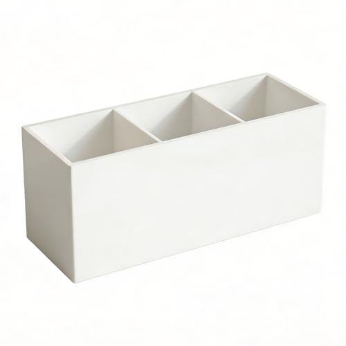 Daxilonyz White 3 Section Acrylic Cutlery Organizer Countertop Holder