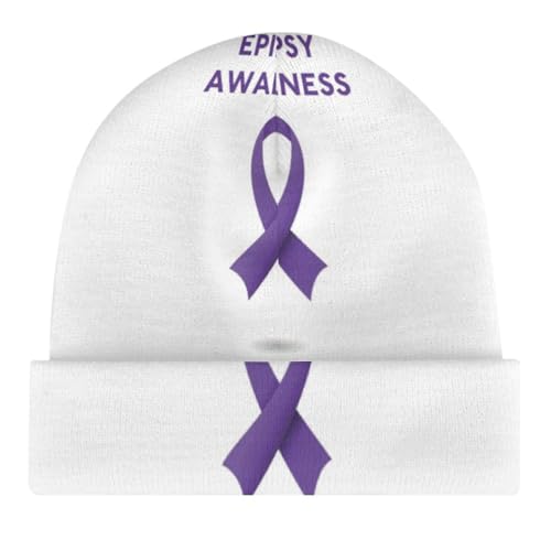 Epilepsy Awareness Month Kids Beanie Hat for for Girls Boys Children Cap Winter Knitted Chemo Cancer Headwear Accessories Gifts Decoration Black4