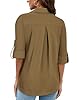 Gemulate Loose Long Sleeve Tops for Women UK Plus Size Polo Neck Shirts with zips Blouse Tunics Tops for Leggings Fashion Ladies 3 Quarter Sleeves T Shirt Light Brown XXXL #1