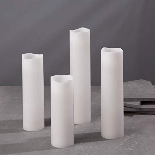 Lamplust Flameless Candle Set, 2 Inch Diameter - Battery Operated, 4 Pack, Slim Pillar Candles, Flickering Led, Winter Decor, Wedding Centerpiece, White Wax - Batteries & Remote Control Included #TOP1