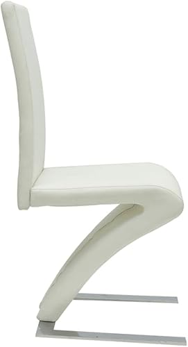 Miniatura 6 de Juego de 2 sillas de comedor escandinavas de piel sintética blanca con patas cromadas, diseño moderno para cocina, comedor y comedor