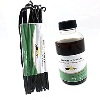 GREEN VANILLA 10 Madagascar Beans-Whole Pods Grade A for Extract And Homemade Baking 4''-6''(Pack of 1)