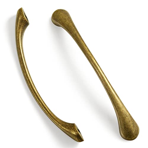 Goo-Ki 6 Pack Antique Brass Cabinet Arch Pulls 6.3-Inch(160Mm) Hole Center Burnished Drawer Handles Vintage Home Improvement Retro Dresser Handles Classic Zinc Alloy Kitchen Hardware #TOP16