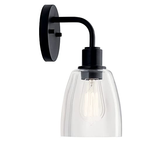 Image of Kichler Meller 11 Inch 1 Light Wall Sconce with Clear Glass in Black