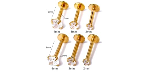 Piercings Tragos Aço Cirurgico Inoxidavel com Zircônia, não Descasca, Hipoalergenico, Orelha, Nariz,
