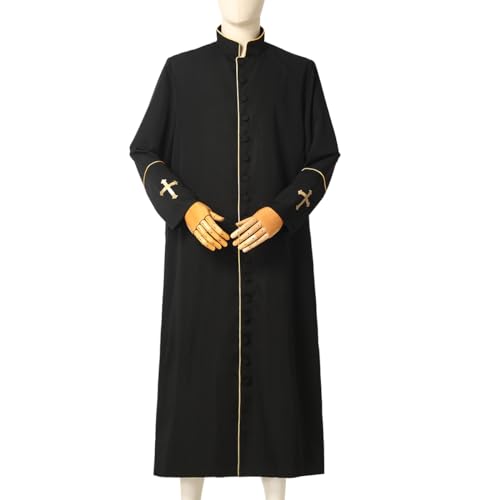 Image of CAMDOM Men's Clergy Cassock Church Minister Robe Vestment for Pastor