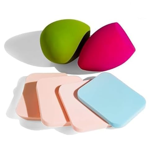 pop colous 6-in-1 Professional Beauty Sponge | Blender Sponge set is for all Skin Types | Beauty Blender, Powder Buff, and Cosmetic Puff Perfect for Women’s & Girls Cosmetic Makeup | Reusable & washable (Multi-color)