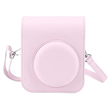 Estojo Protetor para Câmera Instantânea Fujifilm Instax Mini 12, Couro PU Premium, Estojo Removível Com Alça de Ombro Ajustável, Bolsa Protetora para Mini Câmera Instantânea (Rosa Cereja Claro)