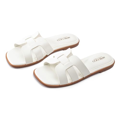 Women's Flat Sandals Casual Slip On Cross Band Sandals for Women Summer Dressy Slide Beach Sandal4