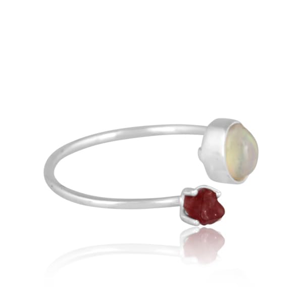 Miniatura 3 de Raw Ruby Ethiopian Opal 925 Sterling Silver Handmade Anniversary Promise Ring Statement Rough Gemstone Jewelry Gift For Her (8)
