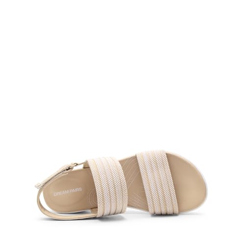 DREAM PAIRS DREAM PAIRS Women's Walking Sandals Lightweight Soft Footbed Low Wedge Comfort Indoor Outdoor Flat Sandals,Size 10,Beige,DWUMFS2522