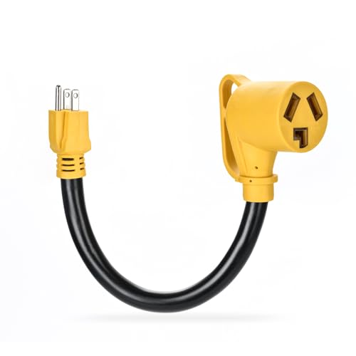Image of Dryer Adapter Cord, NEMA 5-15P Male to 10-30R Female Power Adapter, Heavy Duty STW 10 Gauge Only for 15 Amp 120V Dryer, 12Inch, ETL Listed（Yellow）
