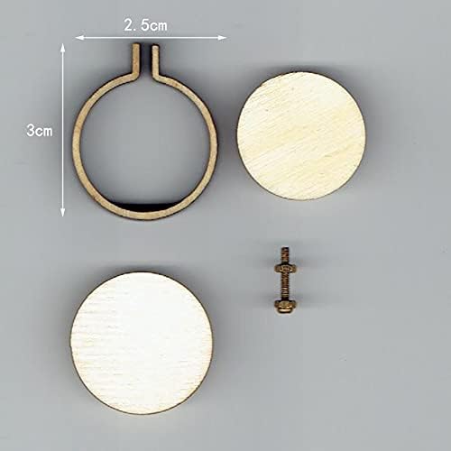FSSTUD 20 PCS Round Mini Wooden Embroidery Stretch Circle Cross Stitch Hoop Fixed Frame for DIY Pendant Crafts