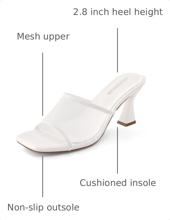 Image of Women's Mule Heels Chunky Kitten Heeled Sandals Mesh Slip On Square Toe Comfortable Casual Dress Pumps Shoes