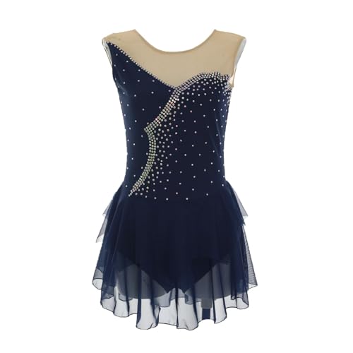 Robe de patinage artistique fille sans manches costume patinage sur glace femme vêtement