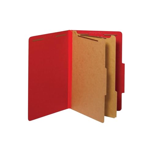 Pendaflex Classification Folders, Standard, 2 Dividers, Embedded Fasteners, 2/5 Cut Tab, Bright Red, Legal Size, 10/BX (29031P)