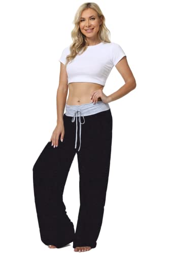 X-Image Women's Comfy Pajama Lounge Pants Floral Print Drawstring Jogger Wide Leg Athletic Pants4